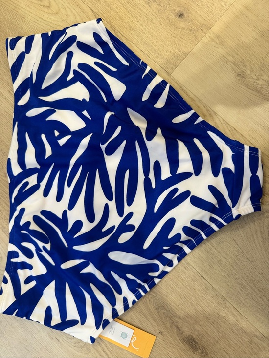 Kona Sol Other - Kona Sol Blue and White High-Waist Bikini Bottoms